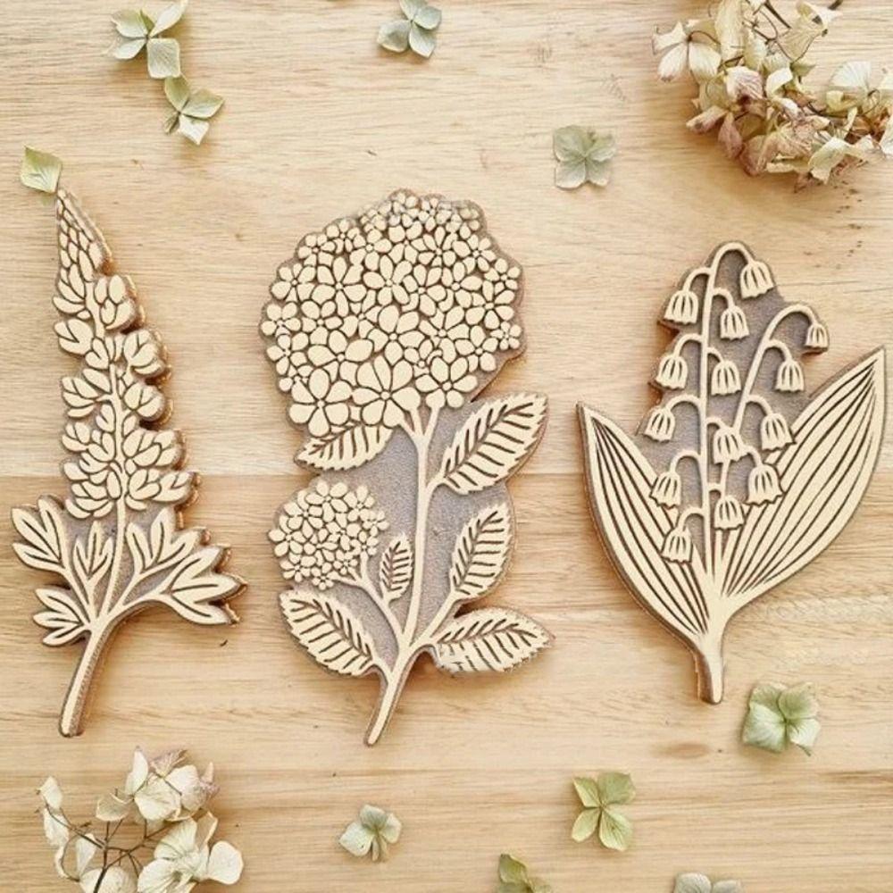Scrapbooking Supplies Floral Stamps DIY Vintage Flower Floral Art Craft Stamps Exquisite Floral Art Craft Wooden Plant Stamp