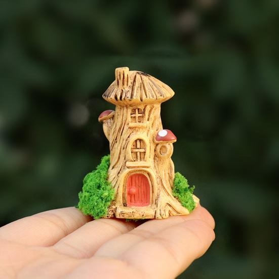 Mini Cartoon House Figurine Miniature Road Sign Chair Stone Letter Box Mushroom Statue House Micro Landscape Fairy Garden Decoration