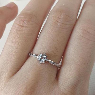 Sanjie Wish Europäischer & Amerikanischer Eleganter Topas Meerblau Zirkon Ring