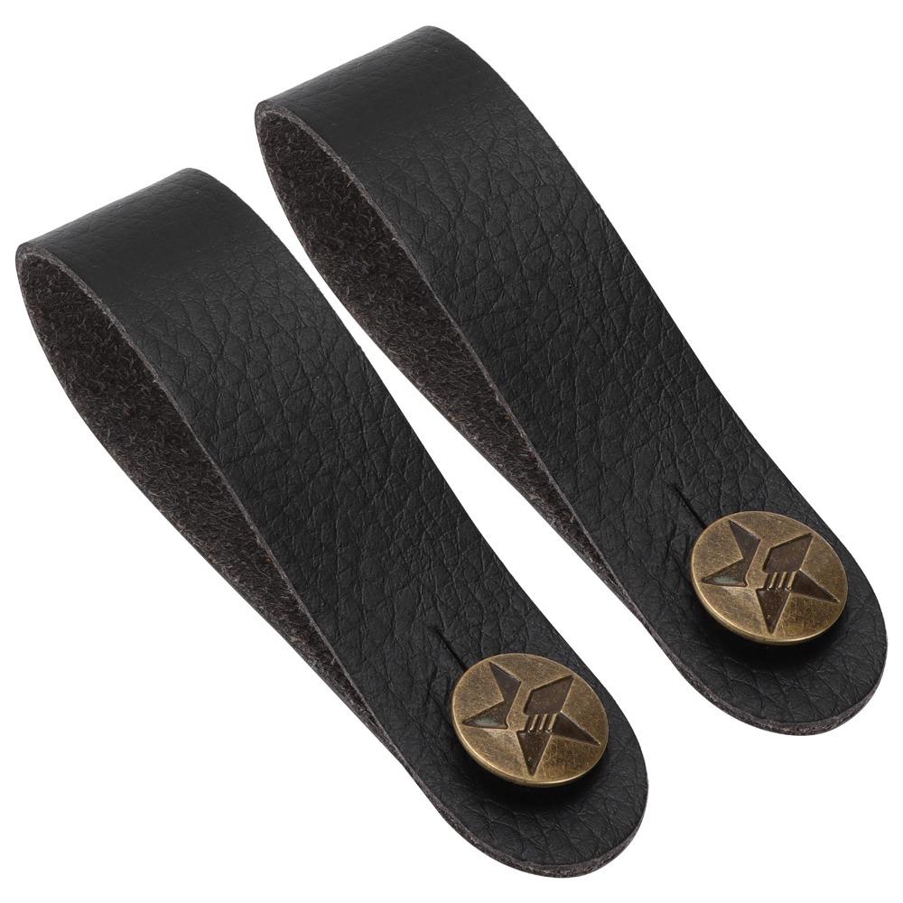 6PCS Leather Material Guitar Strap Holder Black Guitar Strap Lock Headstock Strap Tie  For Guitars