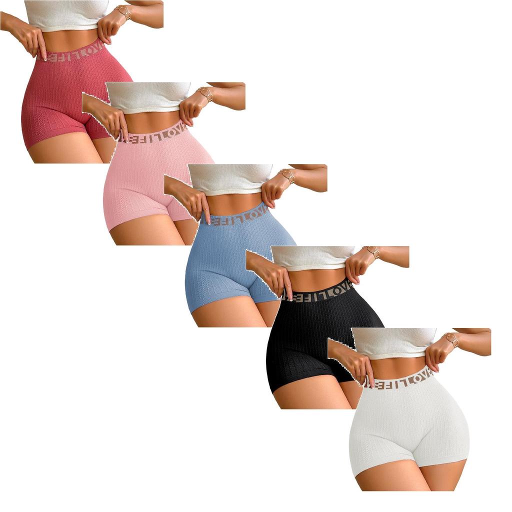 High Waist Women's Sports Shorts Seamless Stretchy Boxer Briefs Five Pack Comfortable Breathable Lightweight Underwear for Daily Wear