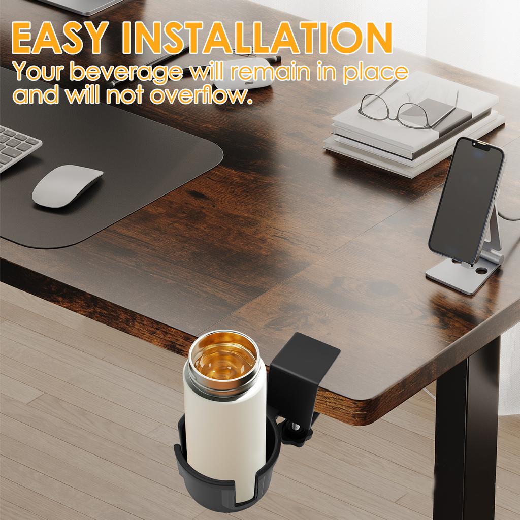 180° Rotating Desk Cup Holder Table Universal Adjustable Pgraded Arm Clamp Nonslip Storage Rack Clip on Coffee Bottles