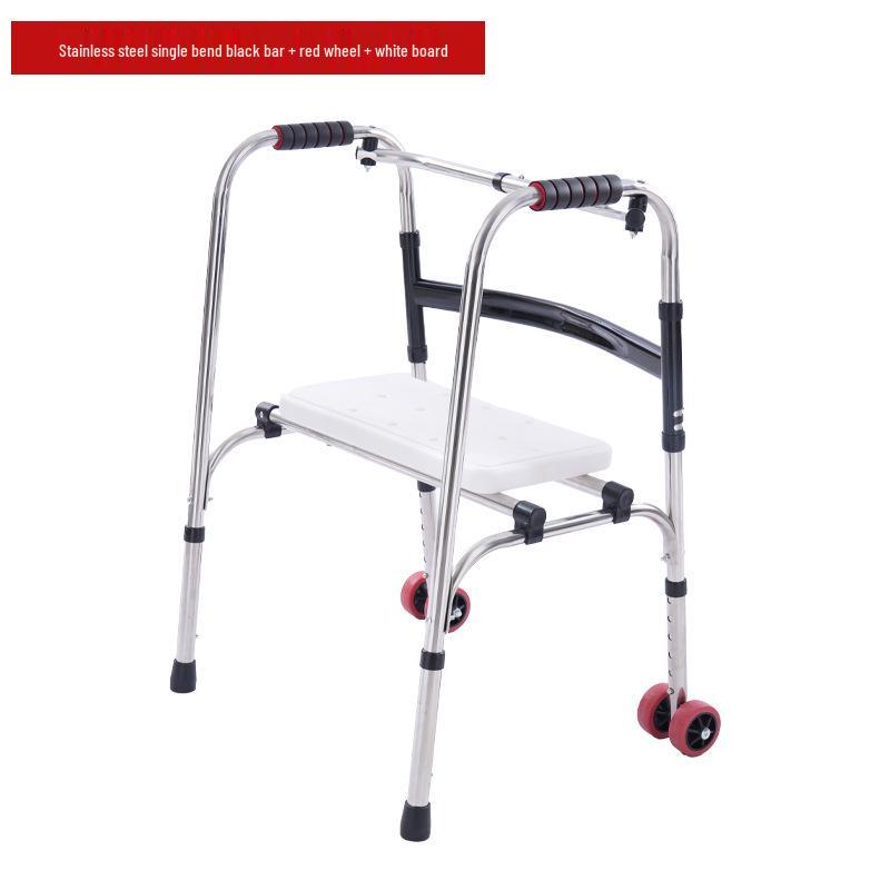 Stainless Steel Rollator Walker with Seat and Wheels - Rehabilitation Support Frame