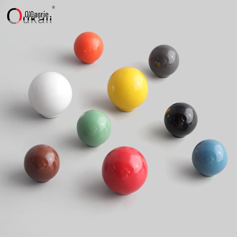 Colorful Ceramic Knob for Cabinets & Drawers - Round, Single Hole Design