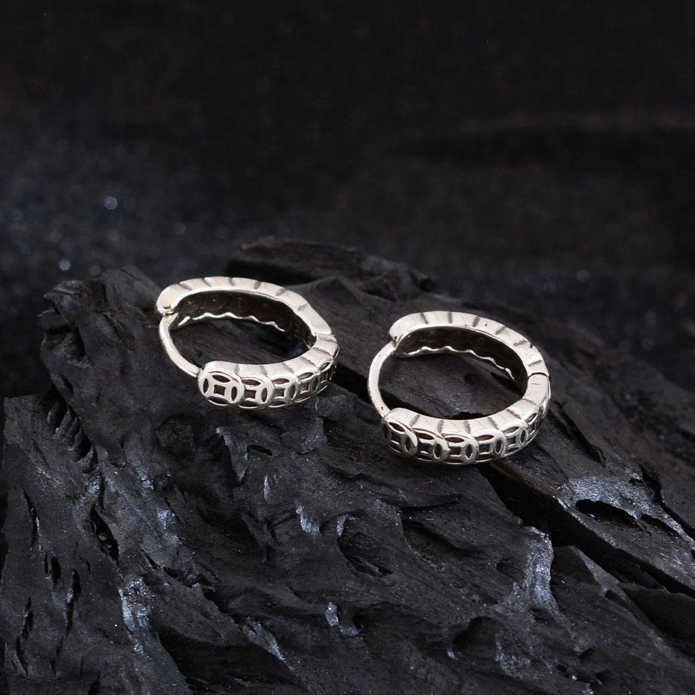 Court Style Retro Lucky Copper Coin Earrings Temperament Simple Niche Design Earrings Autumn And Winter Earrings