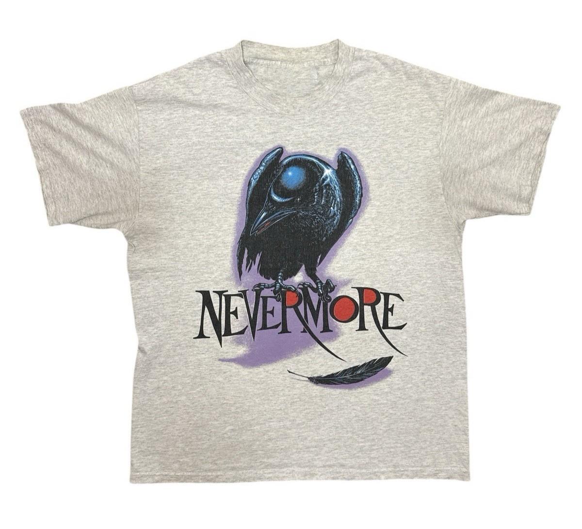 Vintage NEVERMORE Raven T-Shirt Gray Short Sleeve SA481 M