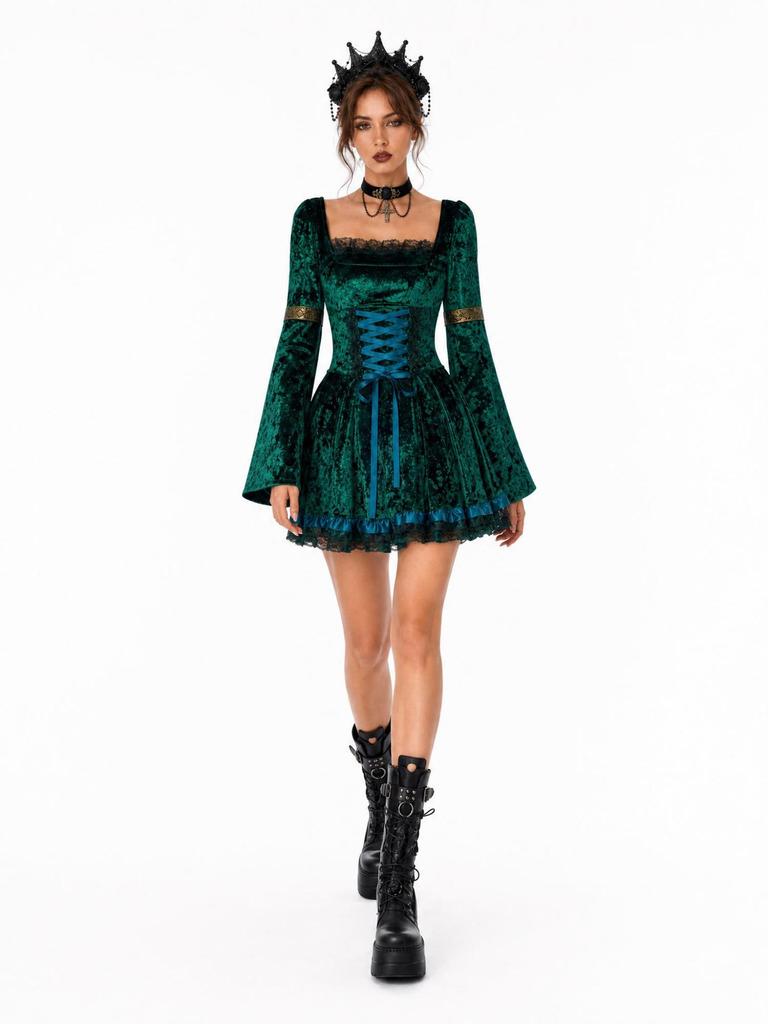 Vampire dark lace dress goth devil girl nightclub bar DS show costume halloween costume