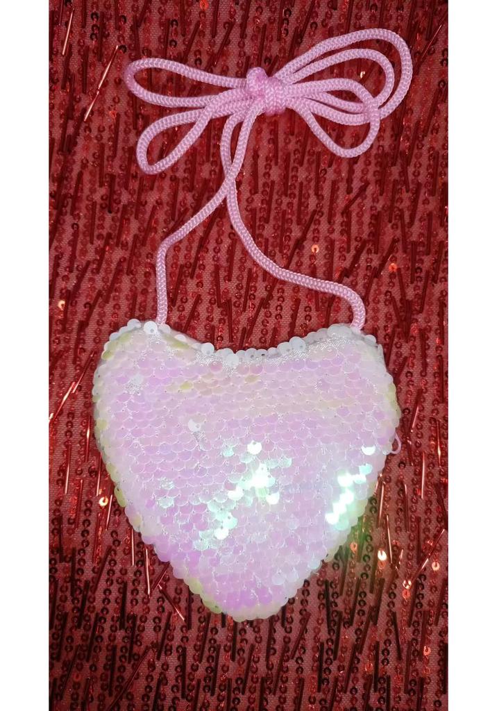Creative Zipper Backpack for Kids: Sequin Heart Crossbody & Coin Pouch for Little Girls - Cute and Girly Design