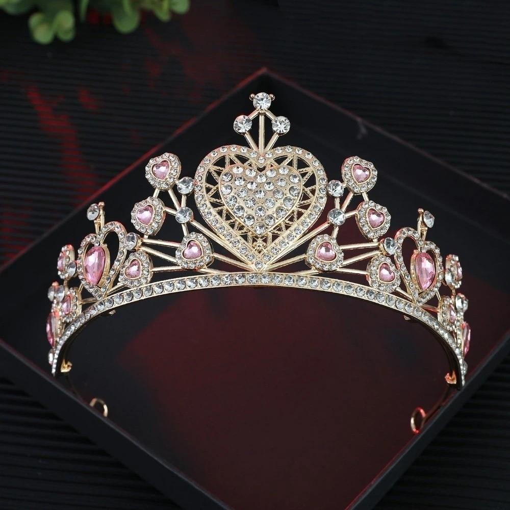 Huvudprydnader Kristall Brudtiara Krona Flerfärgad Bröllopshår Tiara Fantastiska Accessoarer