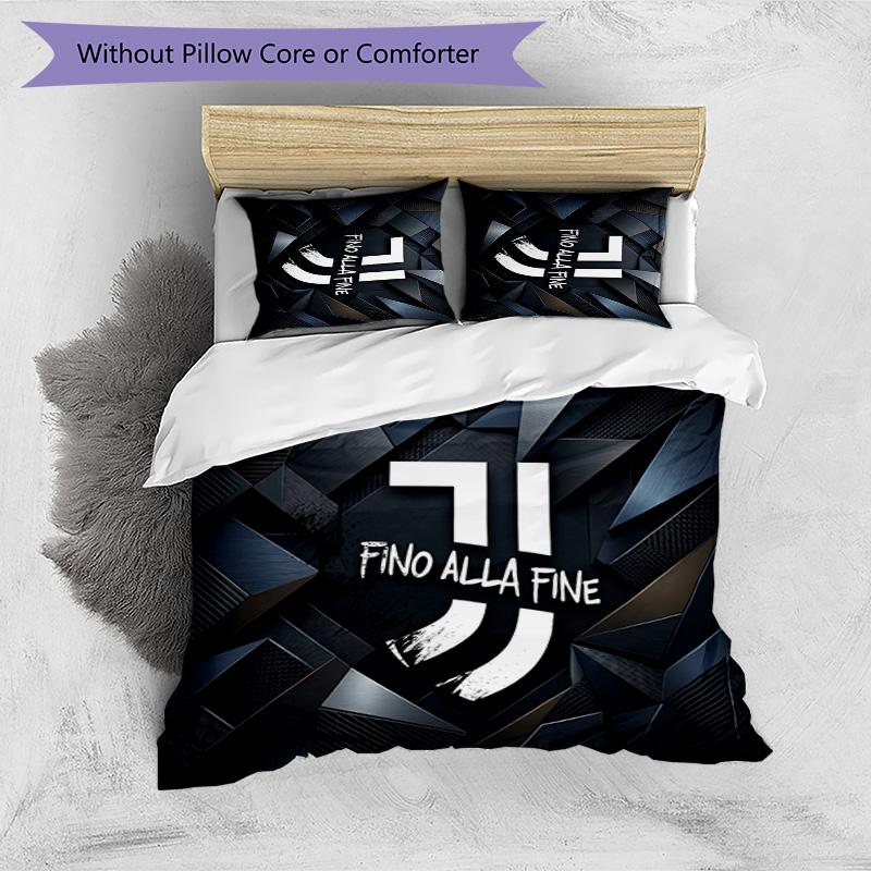 Set Biancheria da Letto 3 Pezzi con Stampa Pattern Juventus FC Morbido Delicato sulla Pelle Lavabile Copripiumino e Federe Set Stagione Unica Camera da Letto