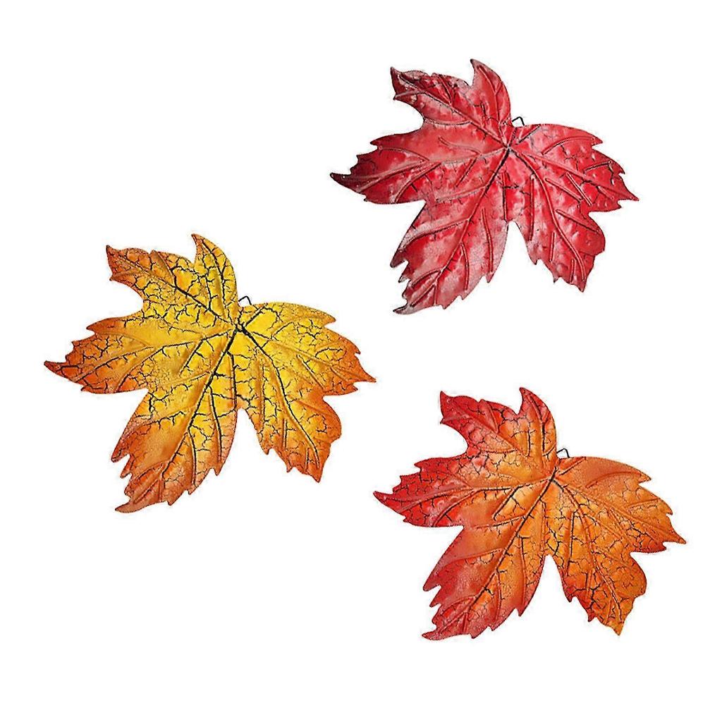 3Pcs Metal Maple Leaf Pendants With Hook Wall Hanging Ornament Creative Home Decoration 25-26s