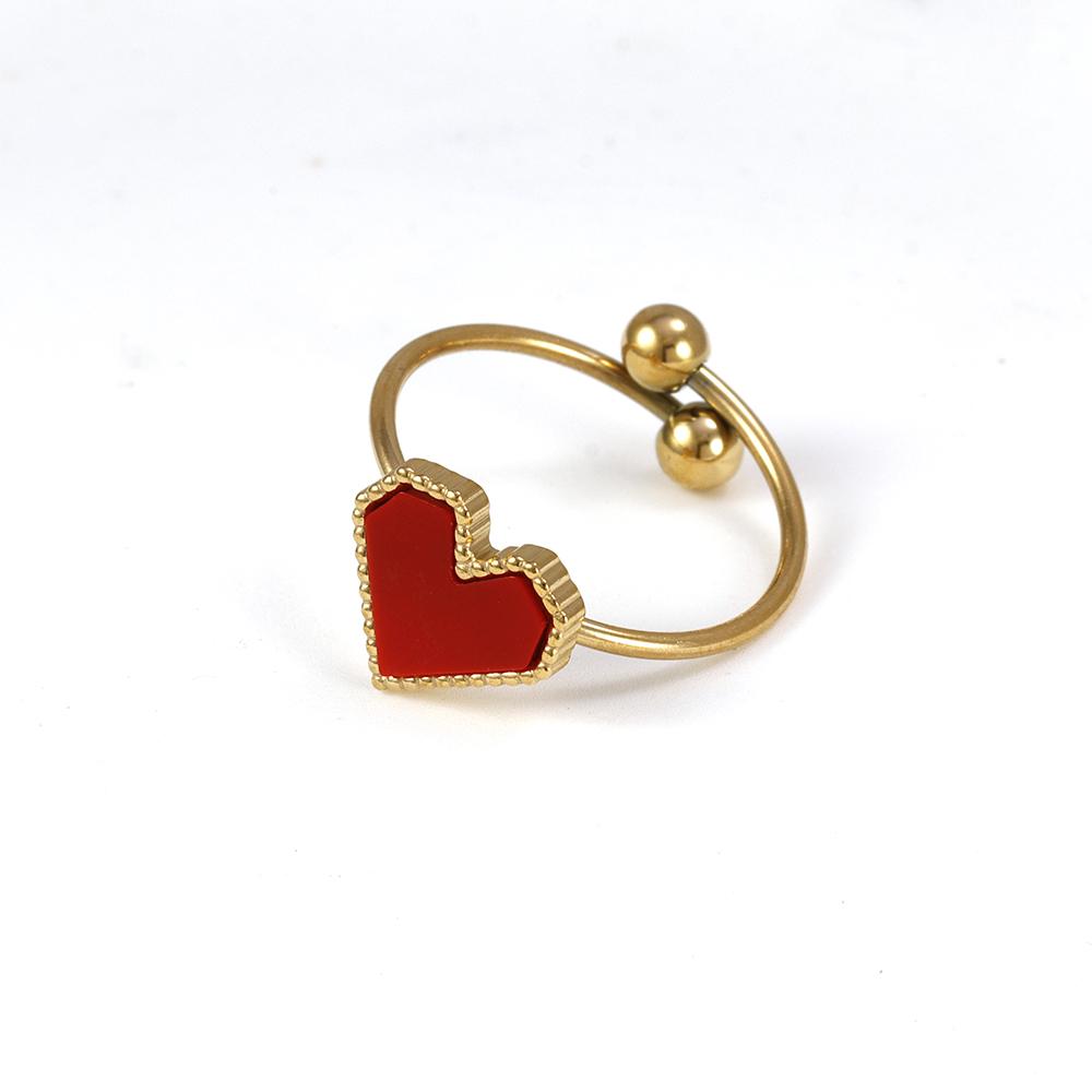 Fashion Stainless Steel Heart Shaped Rings For Women Classic Adjustable Size Gold Color Ring Wedding Party Jewelry