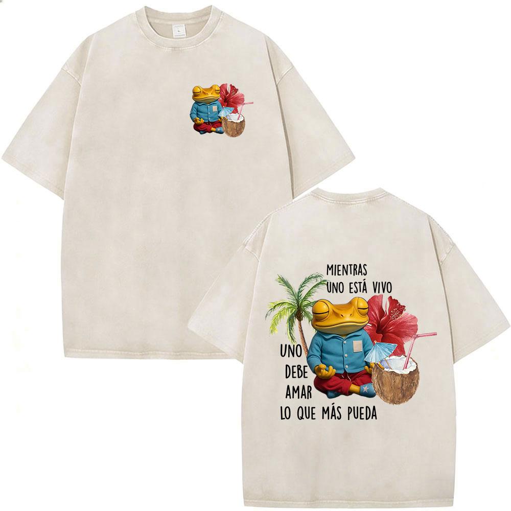 Vintage Washed Rapper Bad Bunny Debi Tirar Mas Fotos DTMF T Shirts Men Women Summer Clothing Fashion Hip Hop Tshirts Streetwear