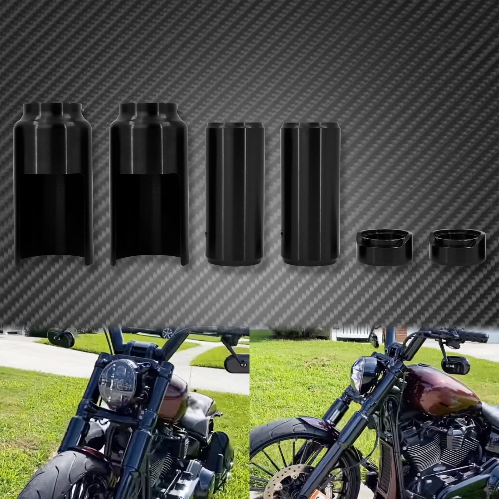 Motorcycle 6Pcs Gloss Black Front Upper Lower Fork Boot Cover Tube Cap For Harley Softail Breakout FXBR FXBRS 2018-2020 202-25 Fork Cover Kit