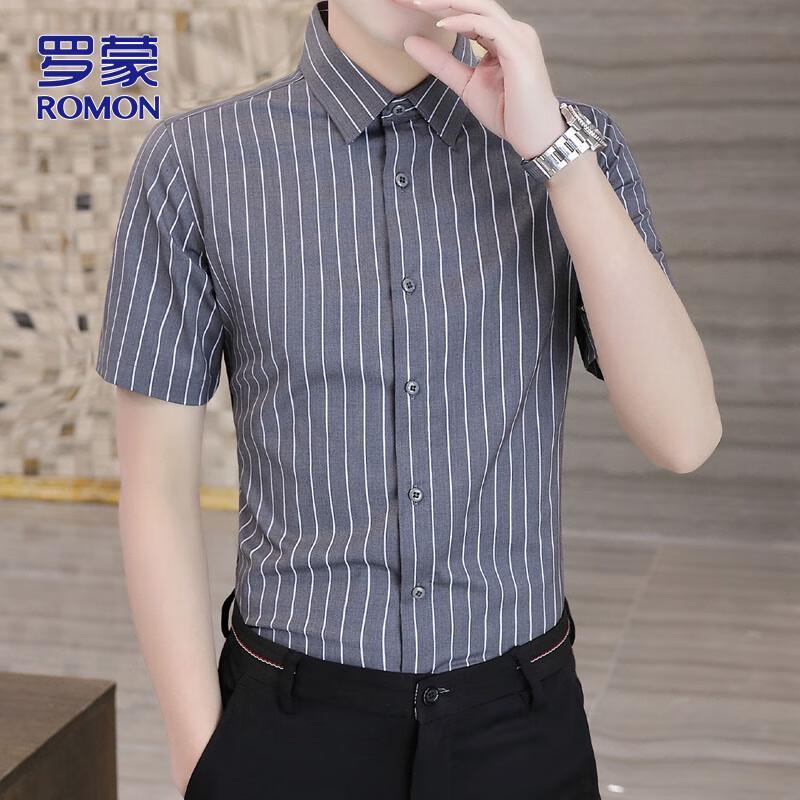 ROMON Men s Short Sleeve Business Shirt XL