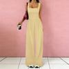 Women Sleeveless Wide Leg Jumpsuit Square Neck Ruched Bodice Casual Loose Fit Long Pants Outfit