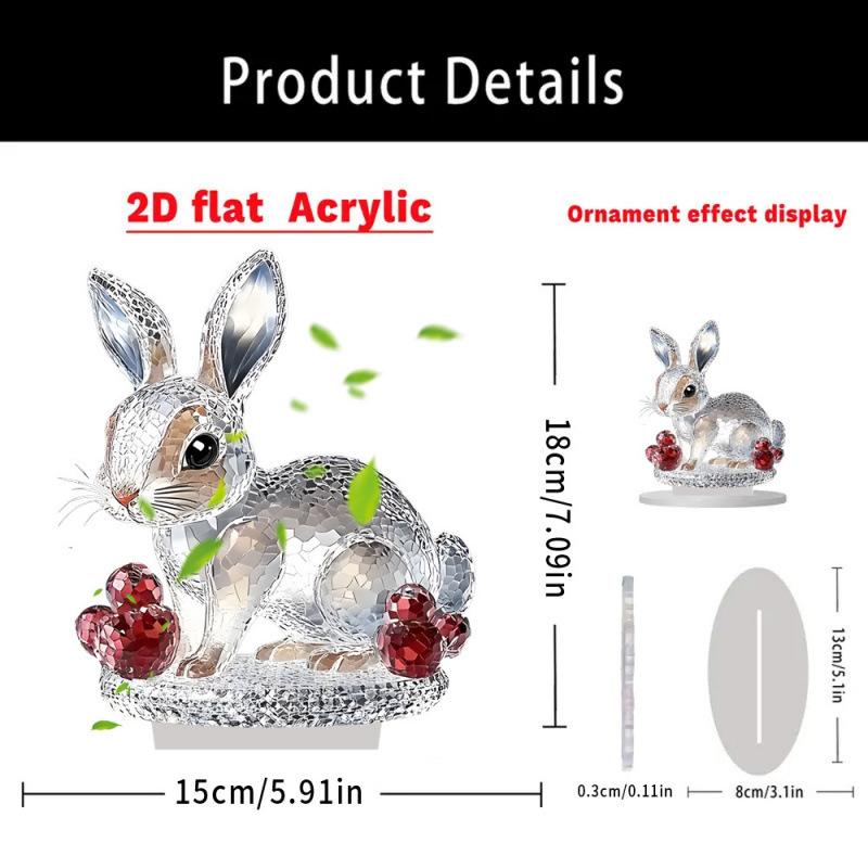

Easter Crystal Glass Gem Rabbit Acrylic 2d Flat Desk Decoration Adornment Babies Second Christmas Ornament Cute Ornament Set