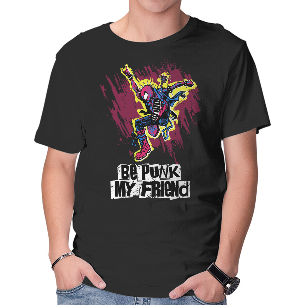 Unisex Crew Neck T-Shirt Be Punk Graphic Short Sleeve Casual Tee S