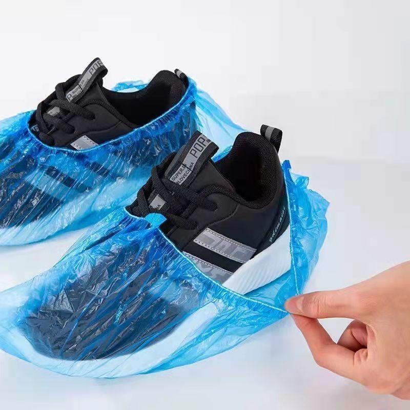 100pcs Disposable Waterproof PE Shoe Covers – Non-Slip, Lightweight Foot Protectors for Indoor Use, Home, Office or Clean Rooms