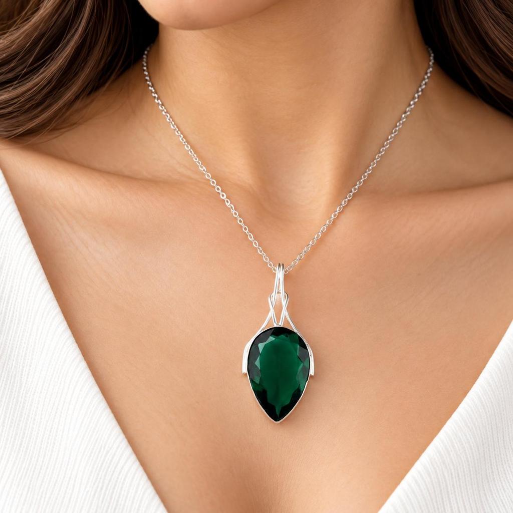 Chrome Diopside Gemstone 925 Sterling Silver Handmade Green Stone Pendant 2.7" For Her VPP-2-4