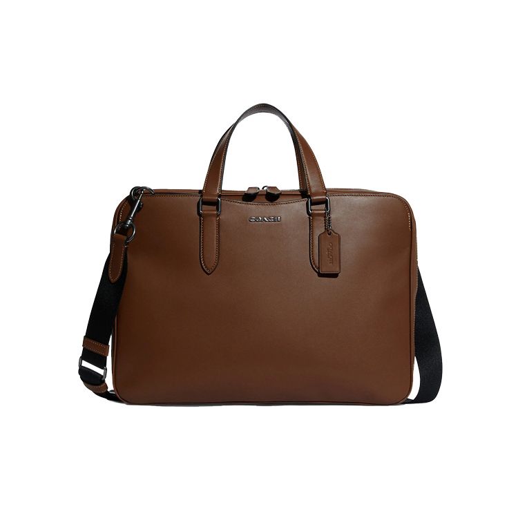Coach Graham 39 Letter Logo Multi-Slot Zipper Closure Detachable Shoulder Strap Leather Briefcase Tote Crossbody Bag Large Men Bags C8170-QBSD