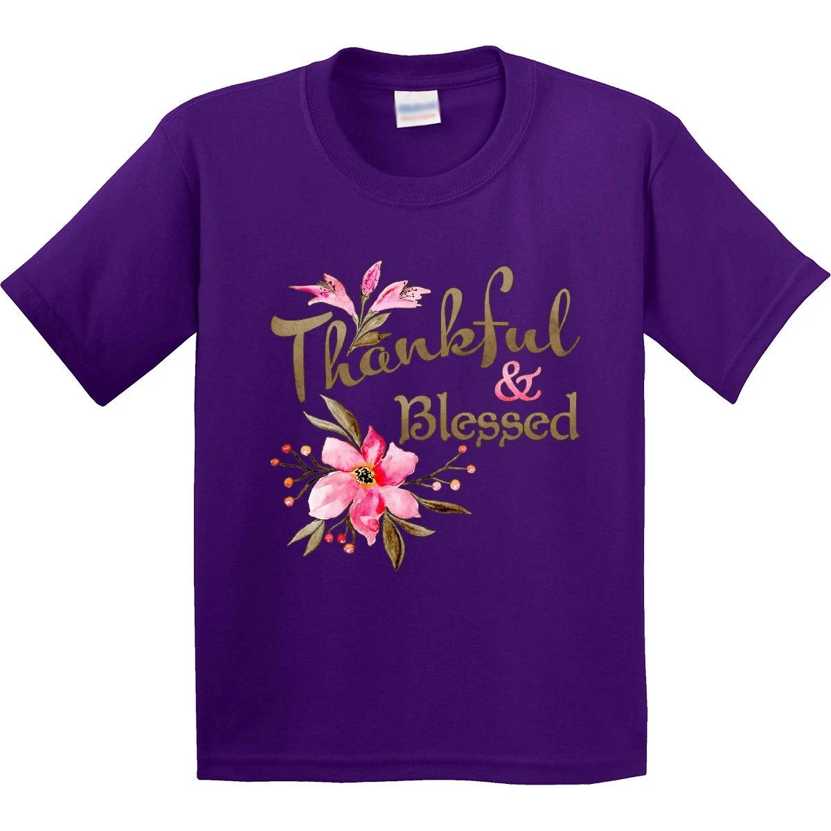 Inktastic Thankful And Blessed Inspirational Saying With Pink Youth T-Shirt Wife 140