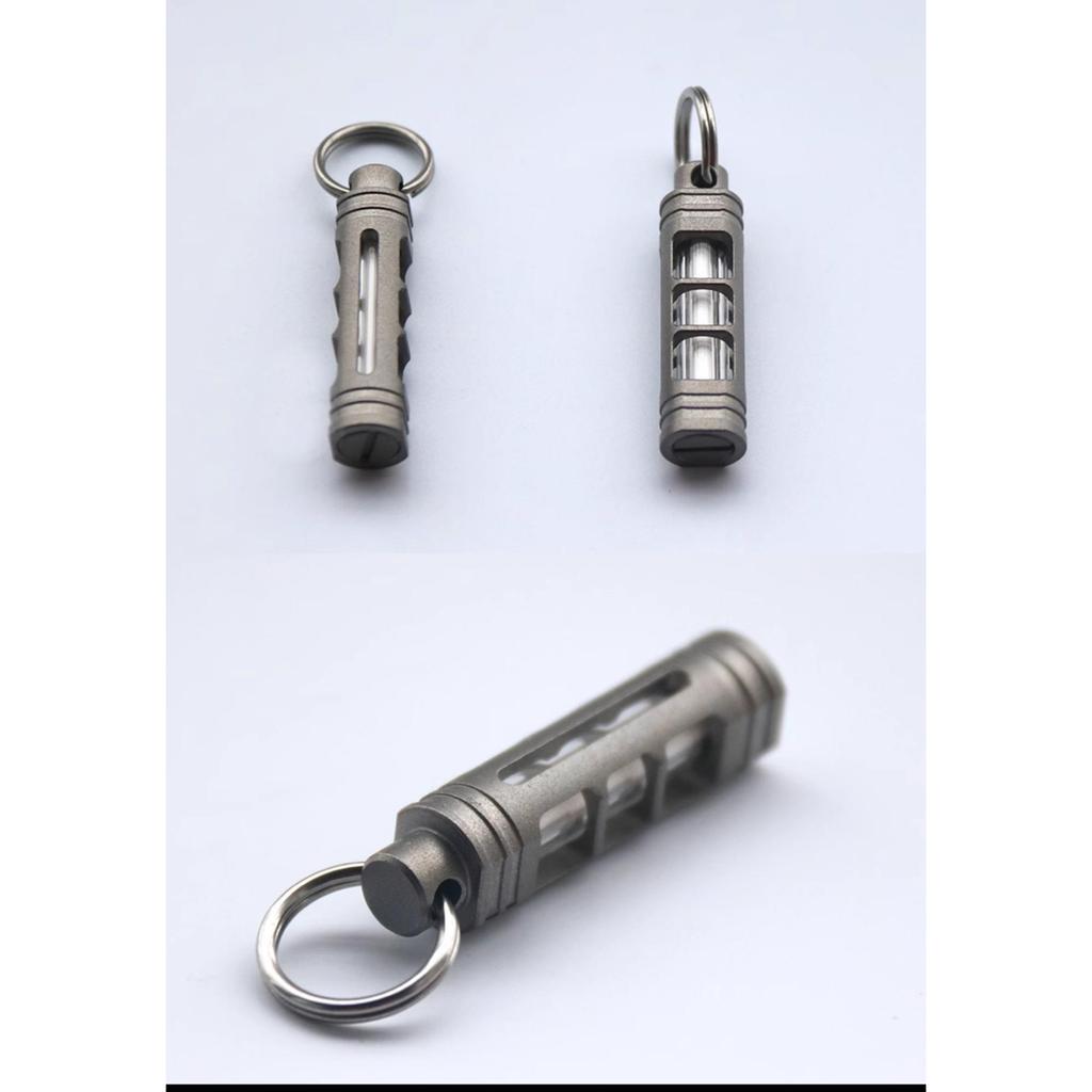 Titanium Alloy Tritium Tube Keychain, Self-luminous Tritium Trachea Necklace Pendant 3.5 * 25mm Tritium Removable