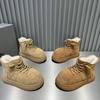 Ugly cute big-headed snow boots women's new winter velvet thickened warm one-pedal bread shoes Northeast cotton shoes