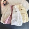 Cute Embroidery Parkas Coat Women Winter Korean Fashion Thick Loose Warm Jacket Double Sided Design Pink Student Clothes