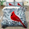 Comforter 3Pcs Red Bird Winter Snow Ultra Soft Comfortable Breathable Bedding Animal Theme For Bedroom