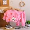 0-5-year-old Girls' Long Sleeved 2-piece Set, Girls' Cute Rabbit Hoodie Set, Girls' Baby Plus Velvet Clothes