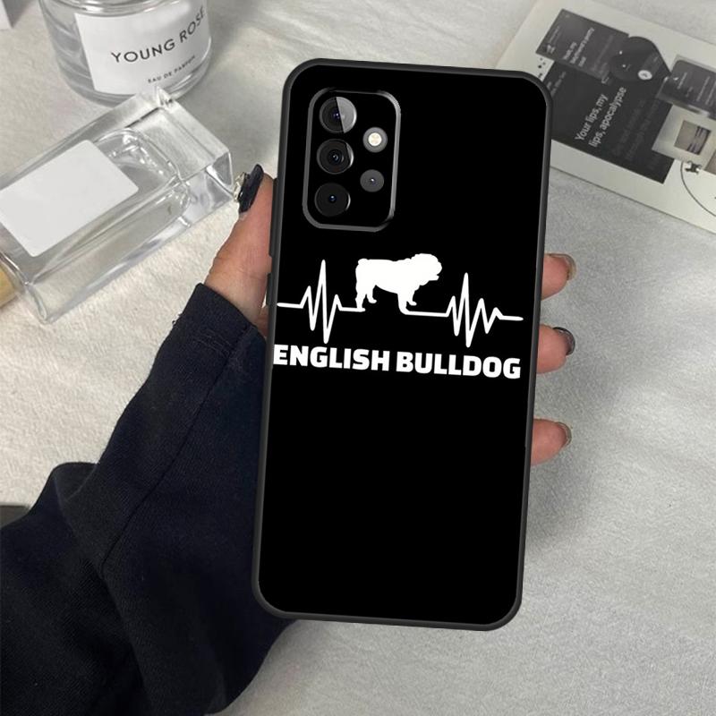 English Bulldog Herzschlag Hülle Für Samsung Galaxy A13 A23 A33 A53 A17 A06 A16 A56 A36 A54 A34 A14 A52 A32 A15 A35 A55