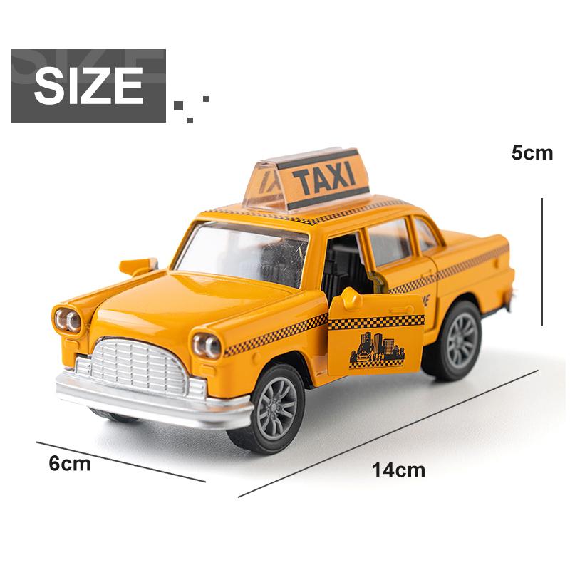 1/36 Retro Taxi Model Car Alloy Miniature Toy Car Diecast Vehicle Collection Baby Toys For Kids Children's Day Gift