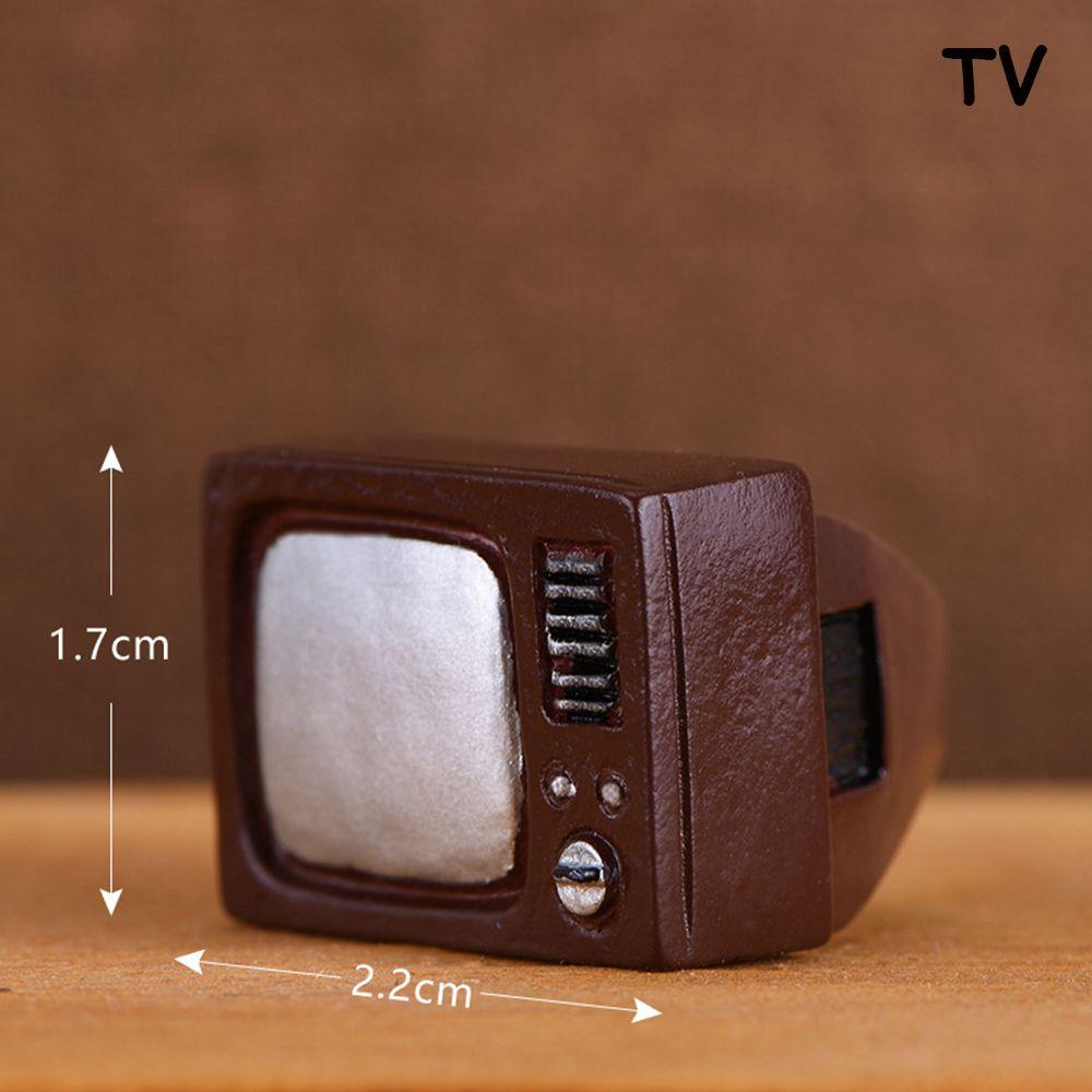 Resin Retro Telephone Mini Pianos TV Model Dollhouse Ornaments Toy Home Decor Furniture Figurine Miniatures