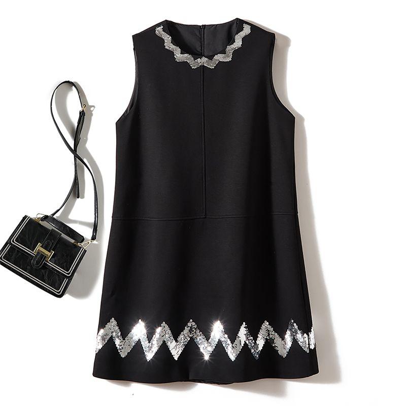 

Hepburn s Golden Wind Skimming Small Black Dress! Women s Sequin Glitter 3D Cutting Sleeveless Tank Dress Fall and Winter Dress Black 4XL