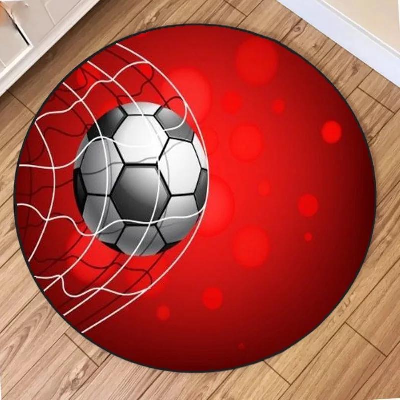 Football-Themed Round Rug Machine Washable Indoor Outdoor Mat Use Perfect for Office Bedroom Laundry Room Stain Resistant Rugs