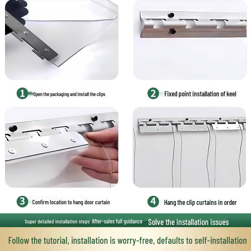 Four Seasons PVC Transparent Door Curtain: Mosquito-Proof, Windproof, Blackout, Punch-Free, Air Conditioning Partition.