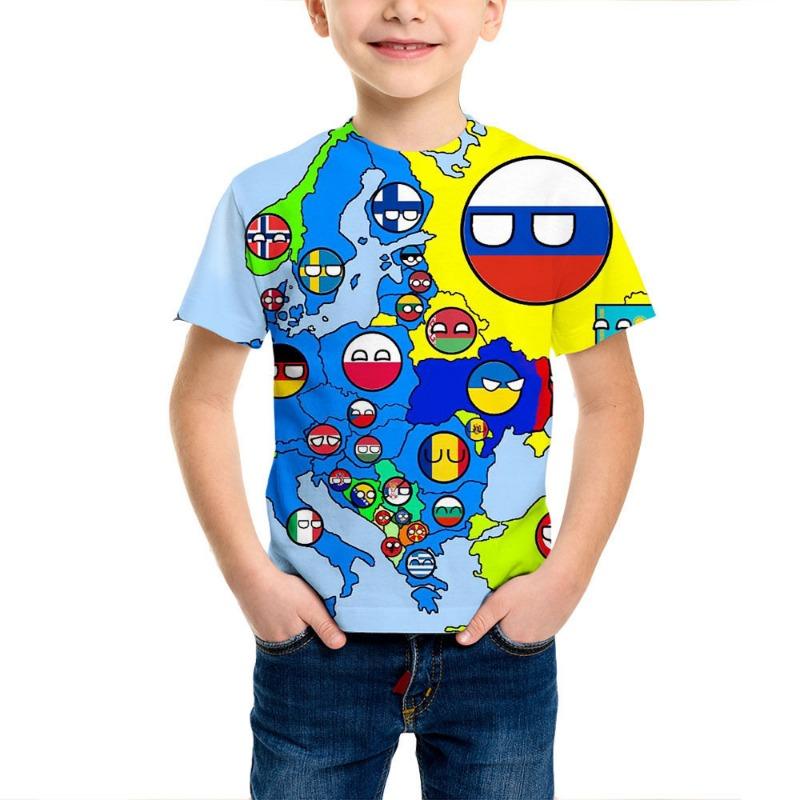 Tricou pentru băieți Imprimat 3D Culoare Fum Flacără Tendință Modă Imprimat Mânecă Scurtă Top de Vară Tricouri Băieți