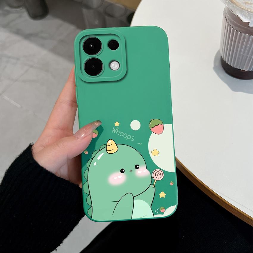 For Oppo Realme 7 10 8 9 5 6 Pro Plus K13 A5 A5X Phone Covers Cute Dinosaur Patterns Liquid Silicone Anti Drop Premium Protection Cases For Oppo Shell