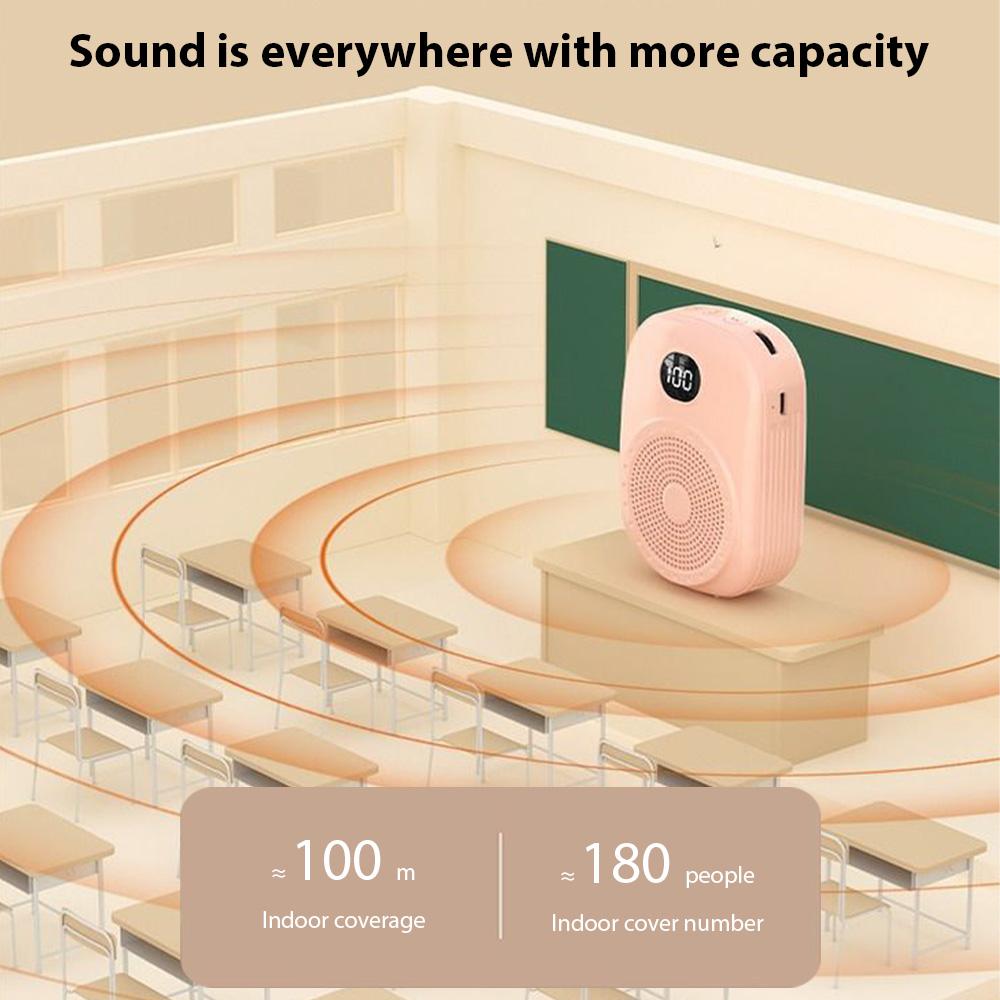 Voice Amplifier Portable Megaphone PA System with Wired Head Mounted Microphone BT Wireless Microphone Amplifier