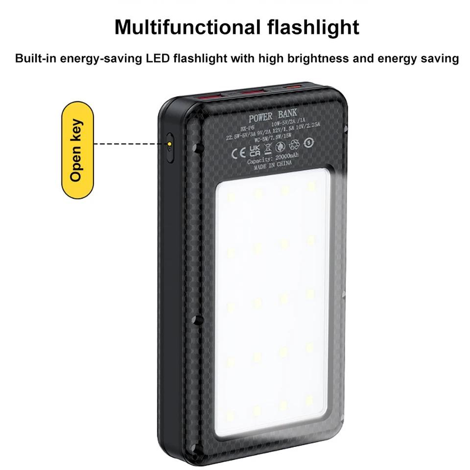 37,5W Rychlé Nabíjení Bateriový Box 22,5W Kabelové + 15W Bezdrátové 20000mAh 6x18650 Externí Pouzdro Power Banky Úložný Box pro Nabíjení Baterií