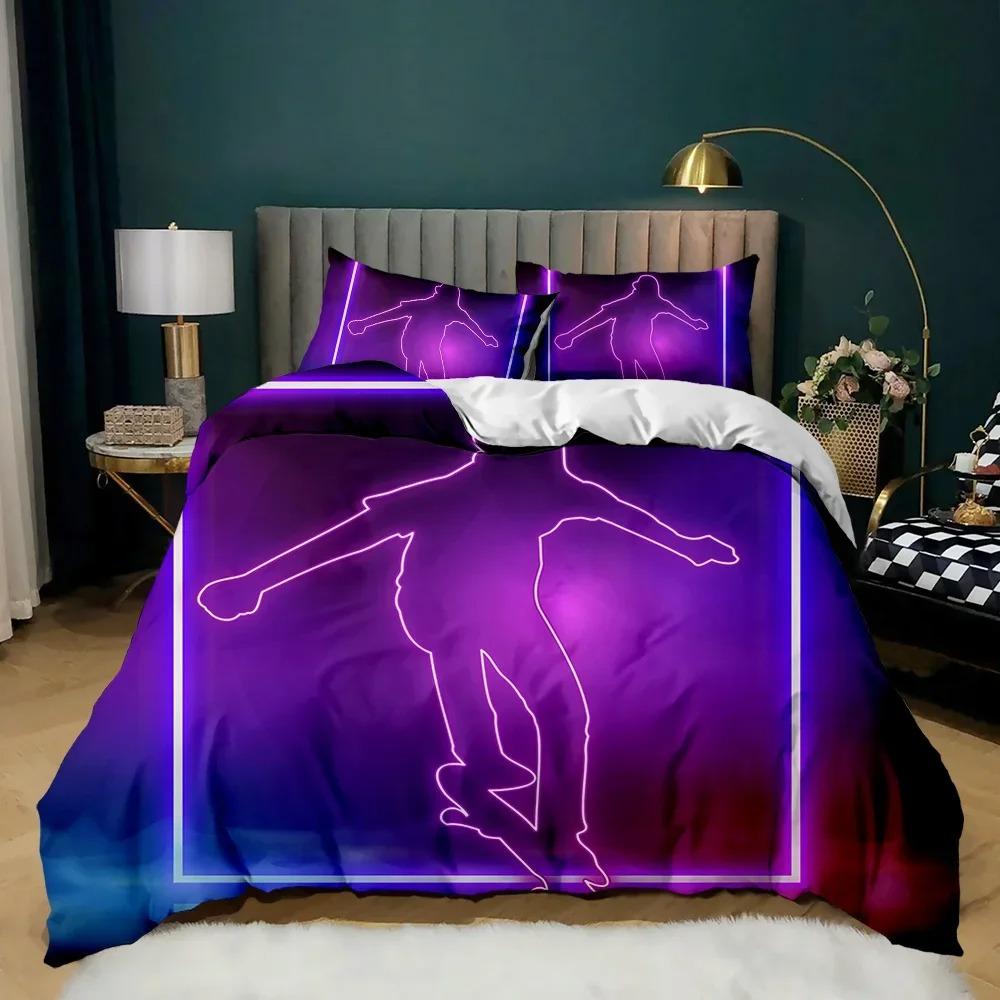 Skateboard Comforter Cover Colorful Rainbow Tie-Dye Hip Hop Bedding Set for Teens Boys Youth Polyester Duvet Cover