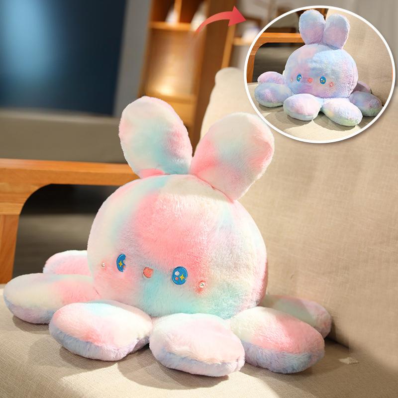 Gradient Color Plush Toy Flip Octopus Creative Cute Flip Doll Birthday Gift for Women