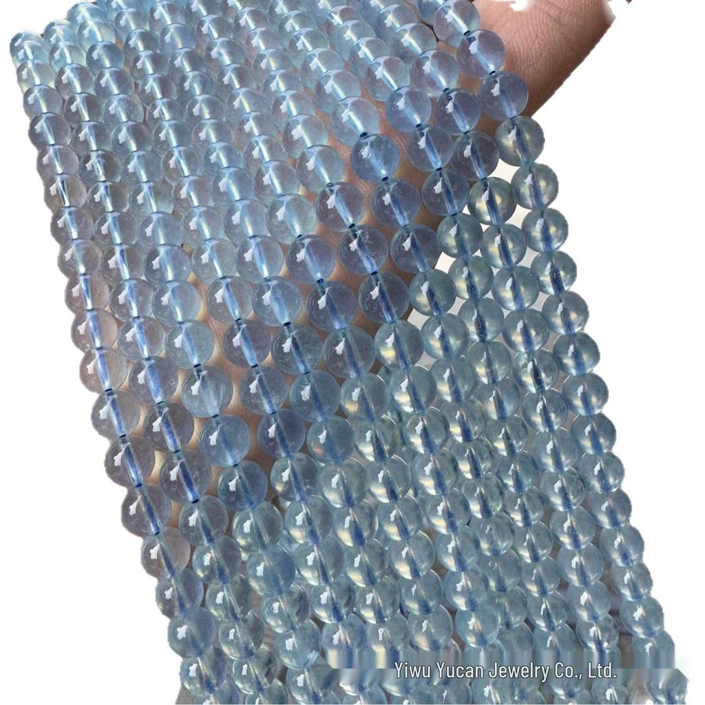 High-Transparency Light Blue Natural Aquamarine Round Beads for DIY Jewelry Accessories and Beading