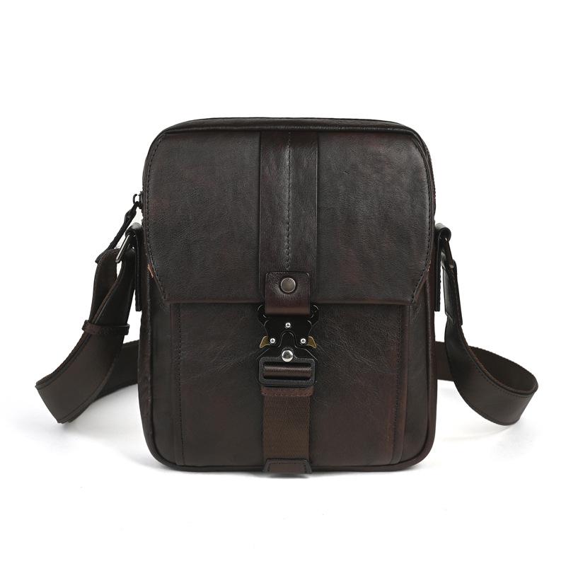 

European & American Retro Genuine Leather Crossbody Bag кофейный