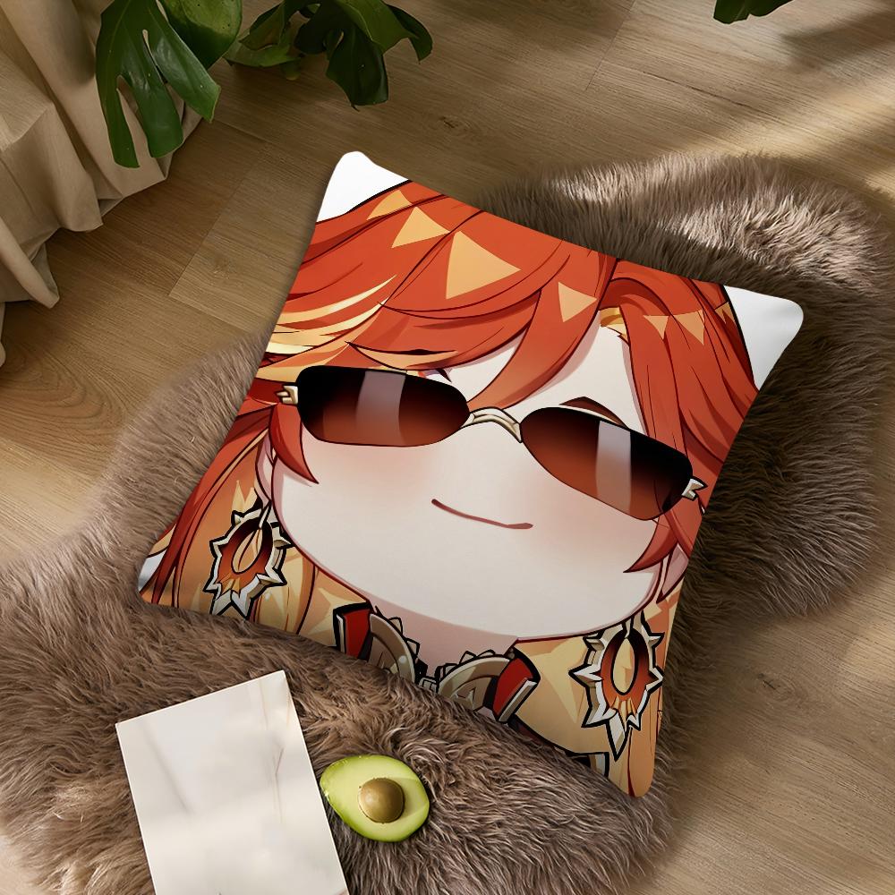 Genshin Impact Cute Q Version Mavuika For Bedroom Car Coffee Shop Room Soft and Living Room Sofa Decorative Pillow Cover Case