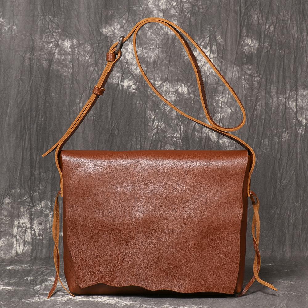 Retro Personalized Men S Leather Shoulder Bag Vegetable Tanned Leather Simple Travel Messenger Bag First Layer Cowhide Ipad Bag