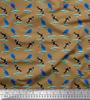 Soimoi Japan Crepe Satin Fabric Waves,Whale & Dolphin Ocean Decor Fabric Printed metre 42 Inch