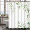 Fresh Green Plant Pattern Waterproof Shower Curtain Bathroom Decoration Partition Shower Curtain Suitable For Toilet