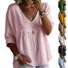 Women's Fashionable Casual Lace V-Neck Pullover, Loose-Fit Top